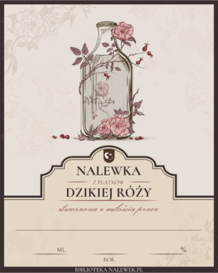 Etykieta do Nalewka z płatków dzikiej róży